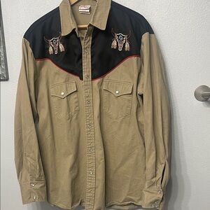 Milton Funwear Roper Men's Western Shirt in Tan and Black *Rare*